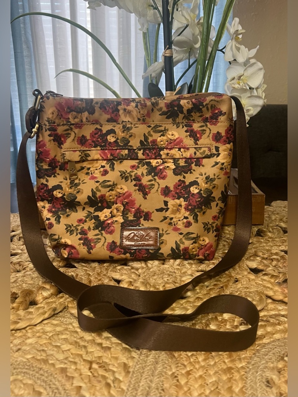 💐Patricia Nash Carmini Sling Crossbody Bag in the Antique Rose floral print